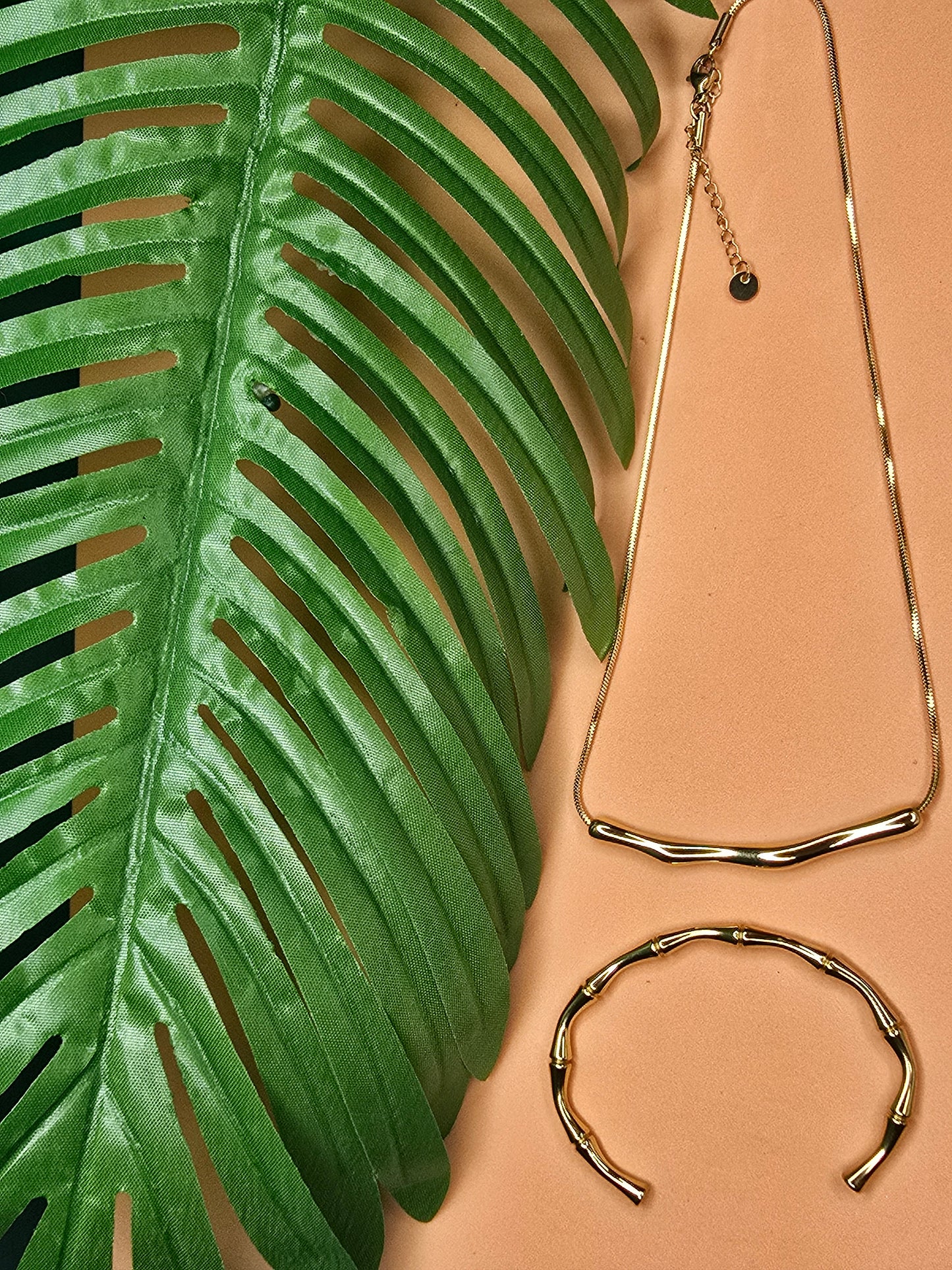 Bamboo 2 Piece Stainless Steel Jewlery Set