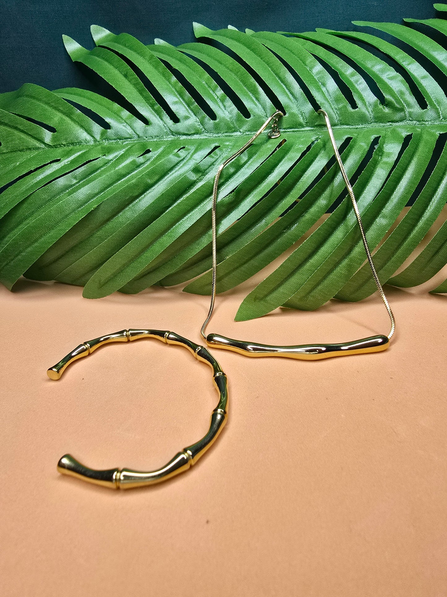 Bamboo 2 Piece Stainless Steel Jewlery Set