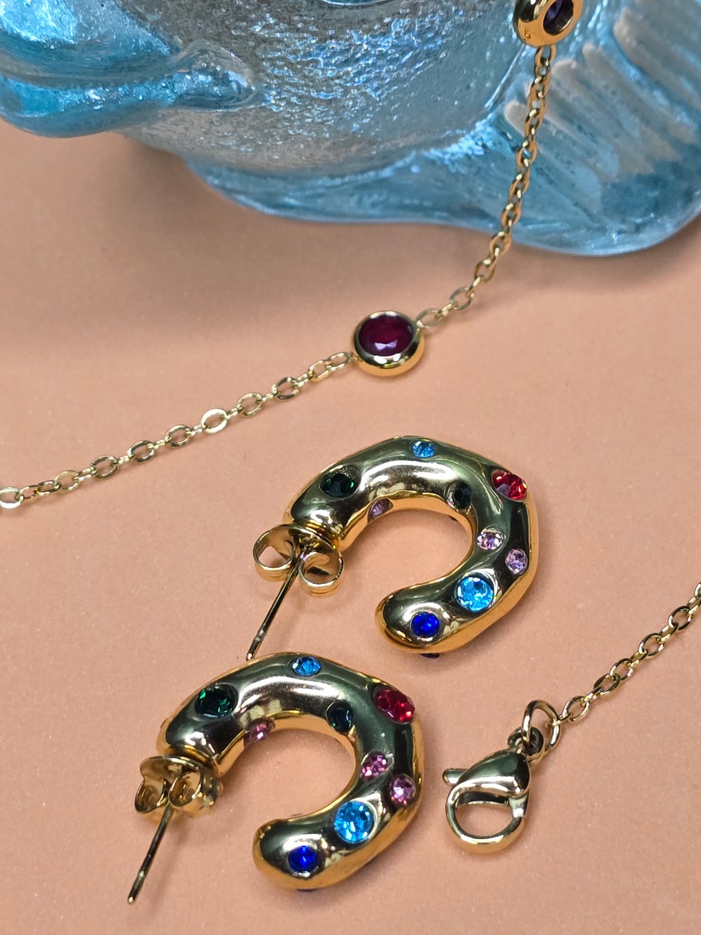 Vibrant Zircon Harmony Stainess Steel Jewelry Set