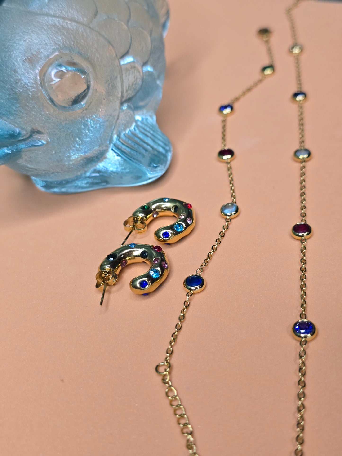 Vibrant Zircon Harmony Stainess Steel Jewelry Set