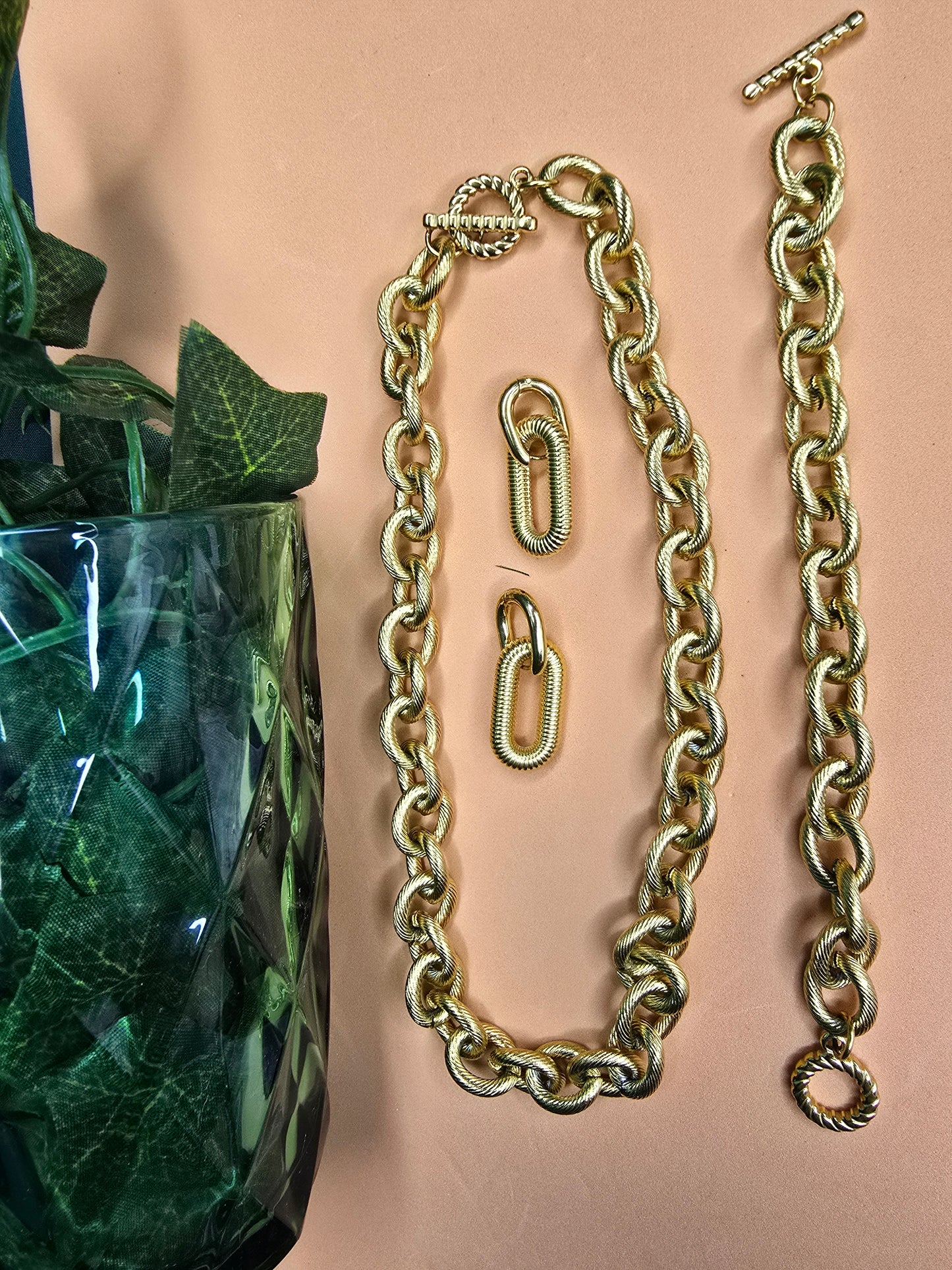 Bold Chain Necklace, Bracelet and Earrings Set