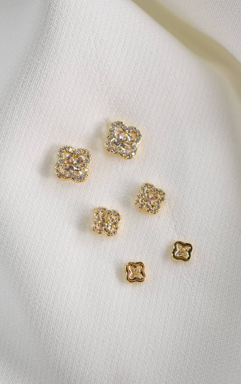 Gold Clove Micro Zircon Stud Trio