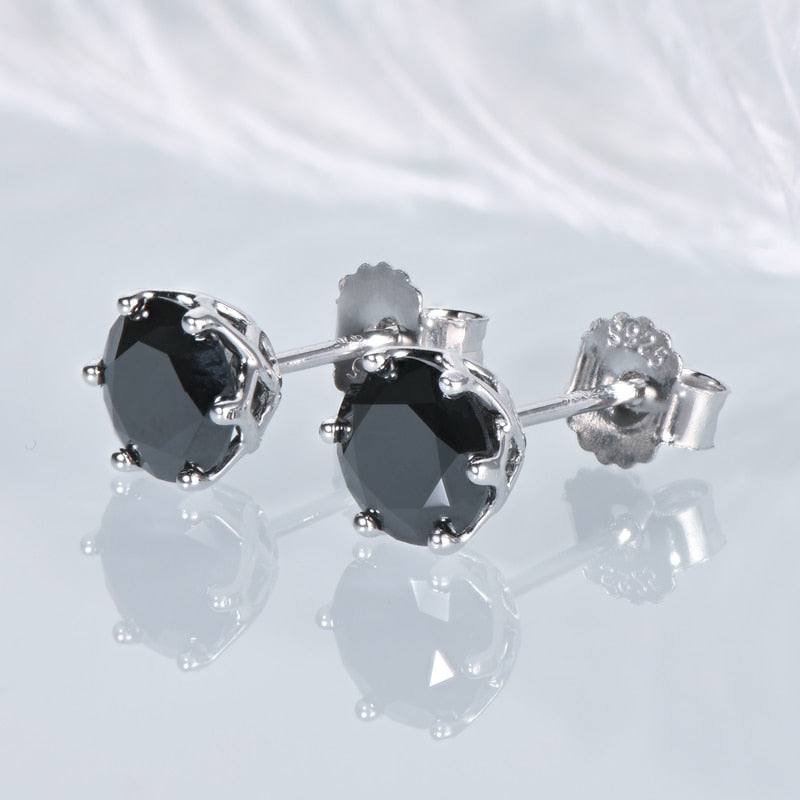 Morden 1 Carat Black Moissanite Stud Earrings 100% 925 Sterling Silver Round cut