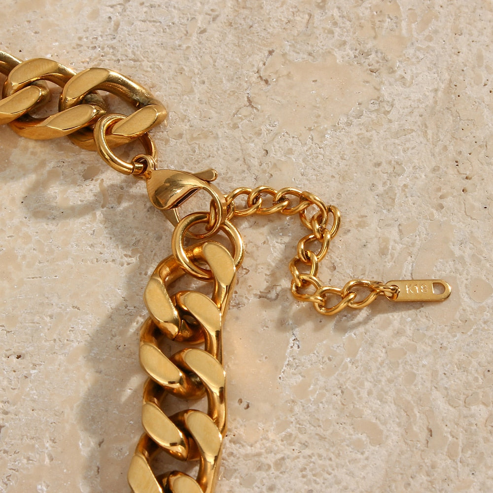 New Trendy Stainless Steel Gold Plated Tarnish Free Cuban Chain