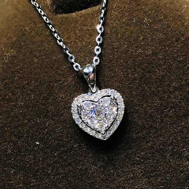 Heart shape 3ct moissanite Diamond Pendant Real 925 Sterling Silver