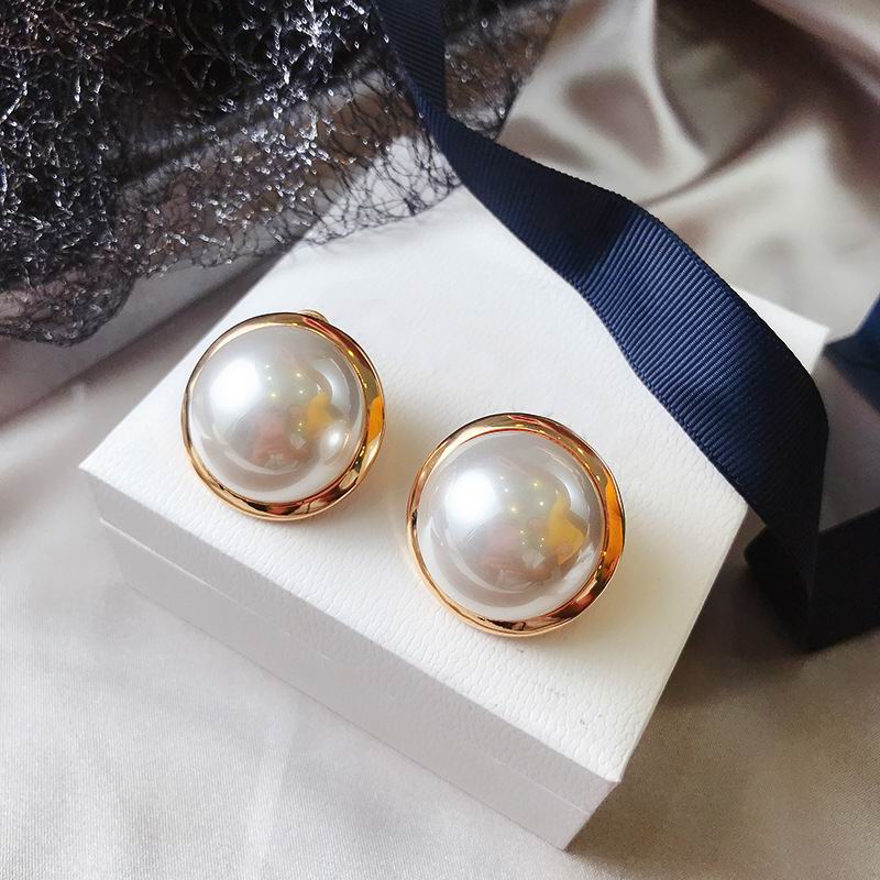 Korean Big Round Simulated Pearl Stud Earrings For Women Etrendy New Classic Elegant Earings Fashion Jewelry Wholesale