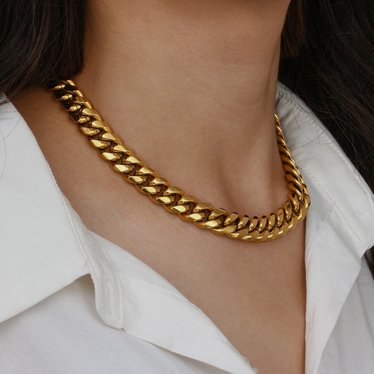 New Trendy Stainless Steel Gold Plated Tarnish Free Cuban Chain