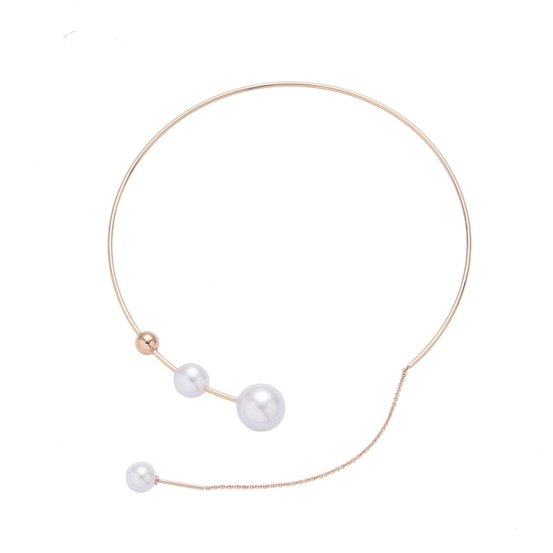 Elegant Big White Imitation Pearl Choker Necklace