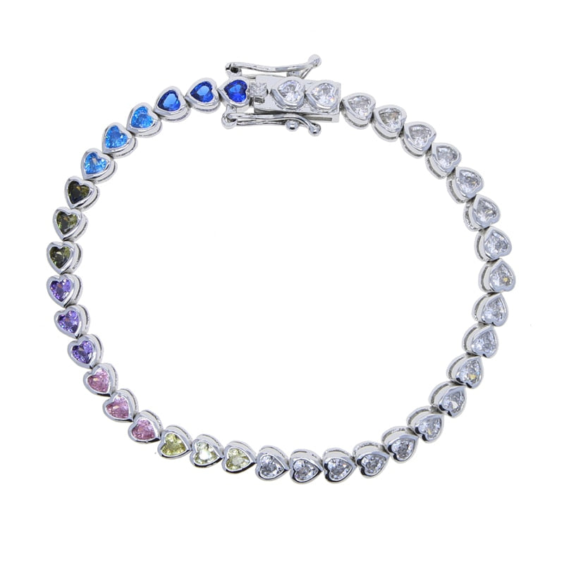 Various Shaped Geometric Bezel Cubic Zirconia 5A CZ Tennis Chain Bracelet