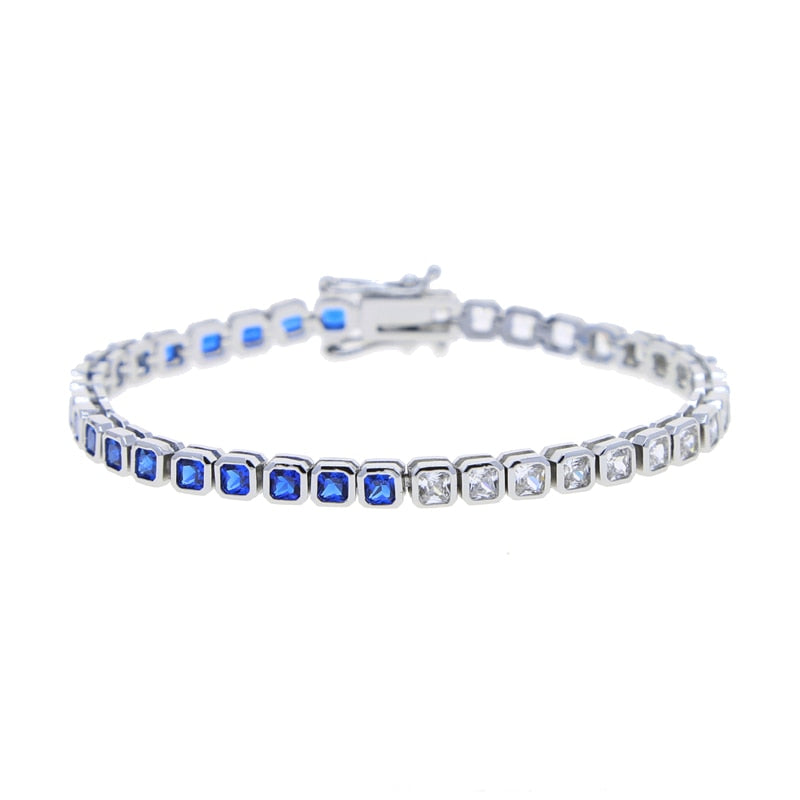 Various Shaped Geometric Bezel Cubic Zirconia 5A CZ Tennis Chain Bracelet