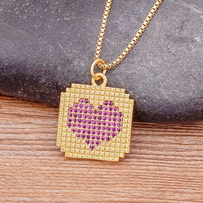 Micro Pave Zircon Heart Shape Pendant Chain Necklace Bbunny Inspired