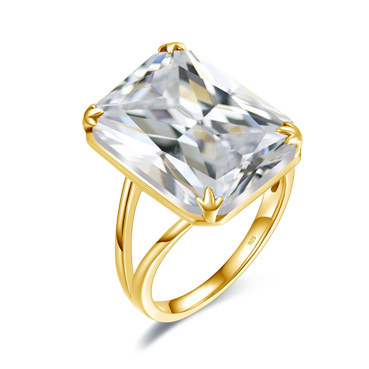 Luxury Classic Aquamarine Ring 925 Sterling Sliver with Gold Plating