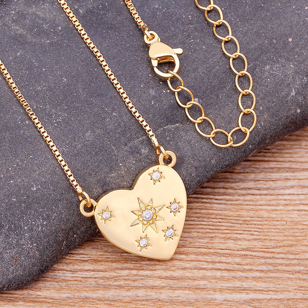 Micro Pave Zircon Heart Shape Pendant Chain Necklace Bbunny Inspired