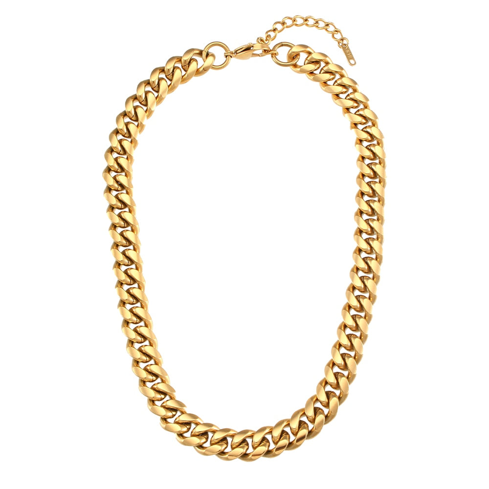 New Trendy Stainless Steel Gold Plated Tarnish Free Cuban Chain