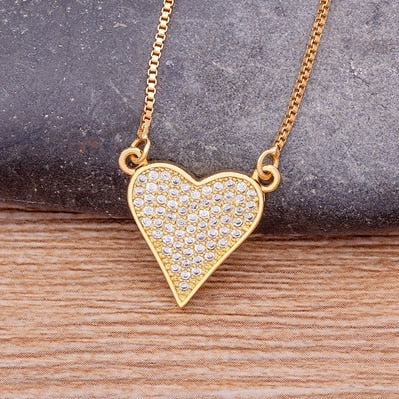 Micro Pave Zircon Heart Shape Pendant Chain Necklace Bbunny Inspired