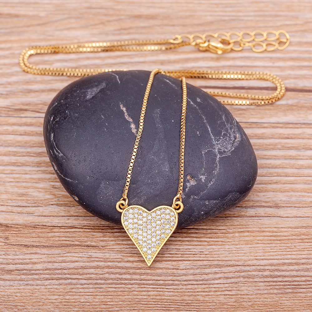 Micro Pave Zircon Heart Shape Pendant Chain Necklace Bbunny Inspired