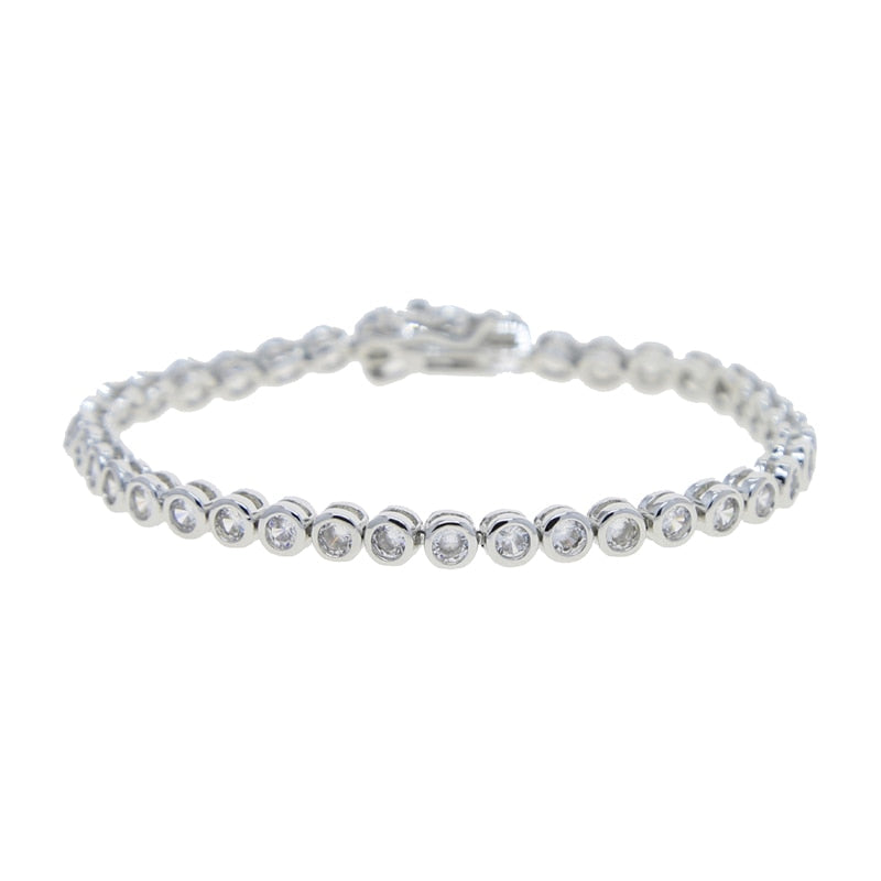 Various Shaped Geometric Bezel Cubic Zirconia 5A CZ Tennis Chain Bracelet