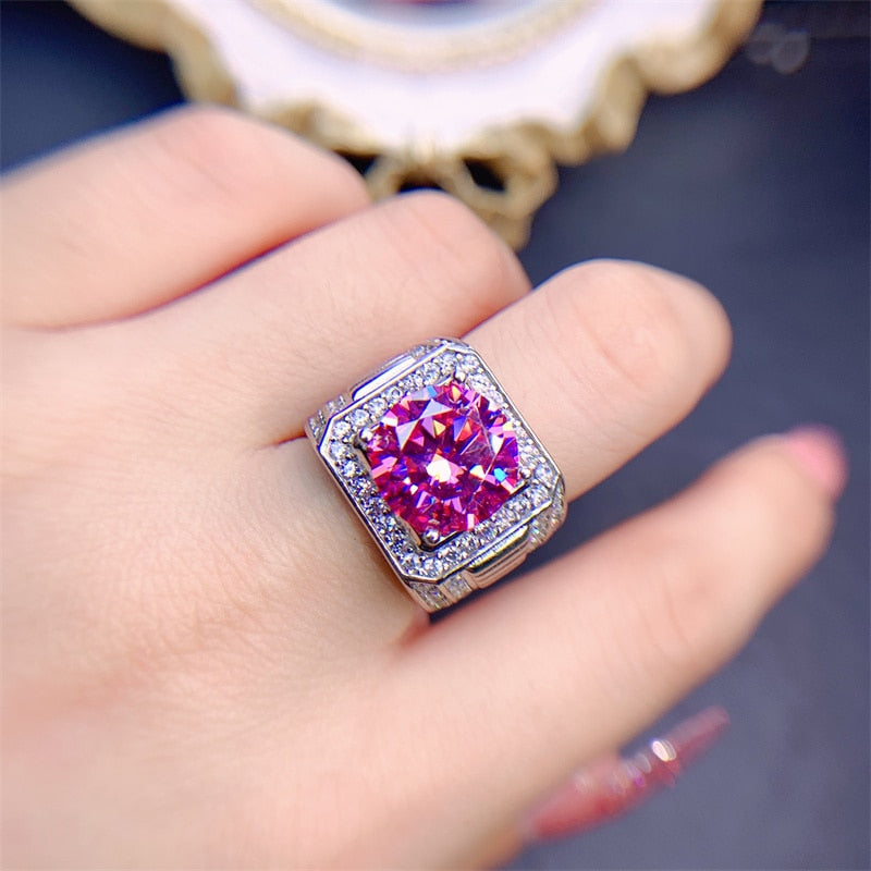 Magnificent 5 Carat Pink Moissanite Unisex Rings Pink