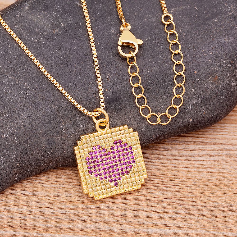 Micro Pave Zircon Heart Shape Pendant Chain Necklace Bbunny Inspired