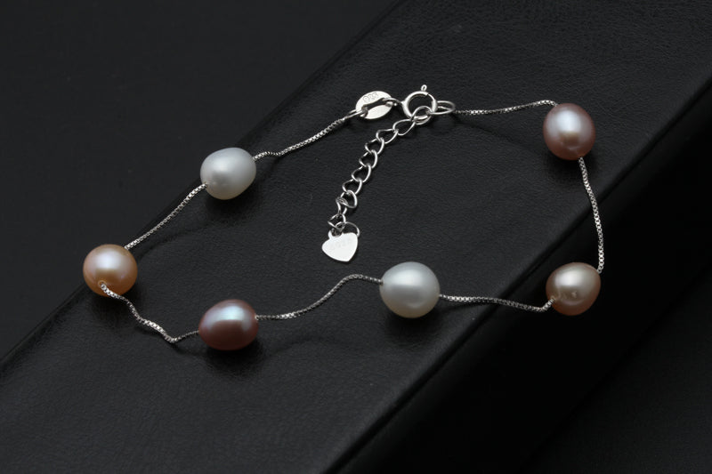 Multi Colored Fresh Water Natural Pearl Bracelet