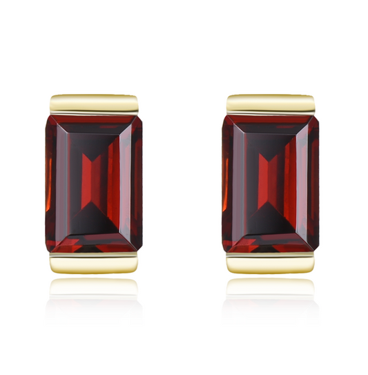 High Quality Garnet Stud Earrings with Gold Plating 1.1ct Gemstone ***