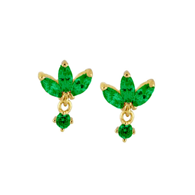 Elegant Silver earrings with green Zirconia