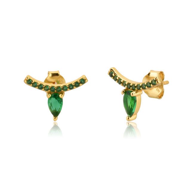 Elegant Silver earrings with green Zirconia