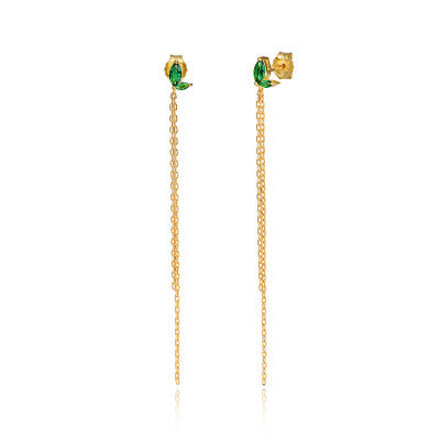 Elegant Silver earrings with green Zirconia