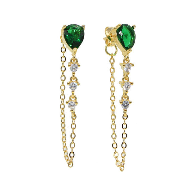 Elegant Silver earrings with green Zirconia