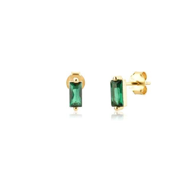 Elegant Silver earrings with green Zirconia