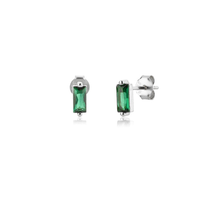 Elegant Silver earrings with green Zirconia