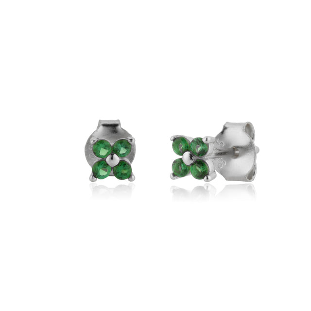 Elegant Silver earrings with green Zirconia