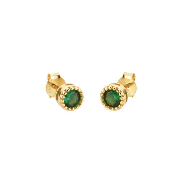 Elegant Silver earrings with green Zirconia