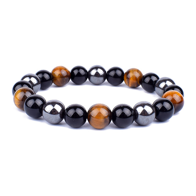 Nueva Pulsera masculina de Piedra Magnética Hematita Obsidiana y Ojo de Tigre, Pulsera Unisex.