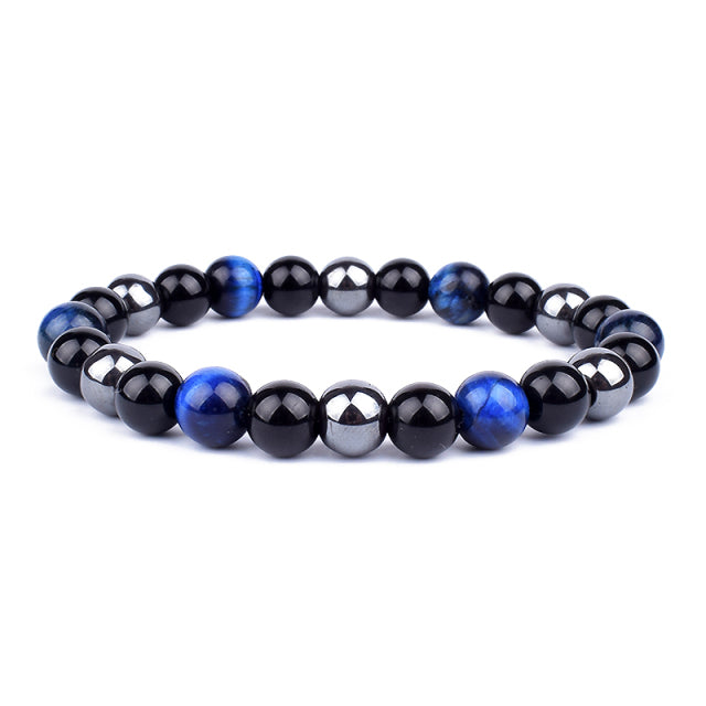 Nueva Pulsera masculina de Piedra Magnética Hematita Obsidiana y Ojo de Tigre, Pulsera Unisex.