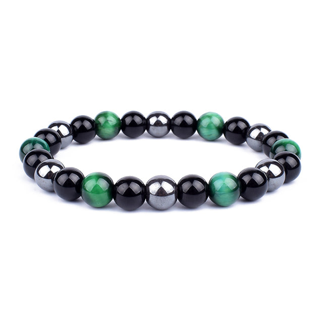 Nueva Pulsera masculina de Piedra Magnética Hematita Obsidiana y Ojo de Tigre, Pulsera Unisex.