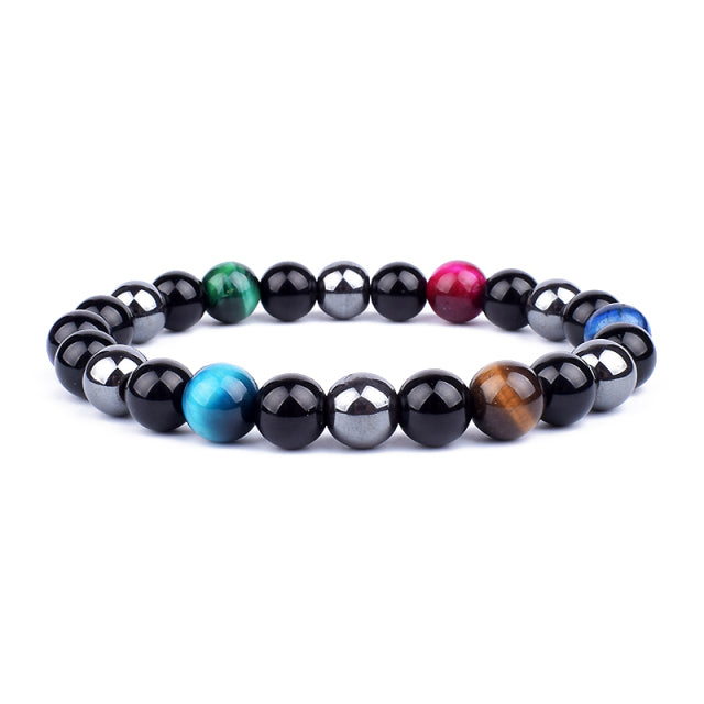 Nueva Pulsera masculina de Piedra Magnética Hematita Obsidiana y Ojo de Tigre, Pulsera Unisex.