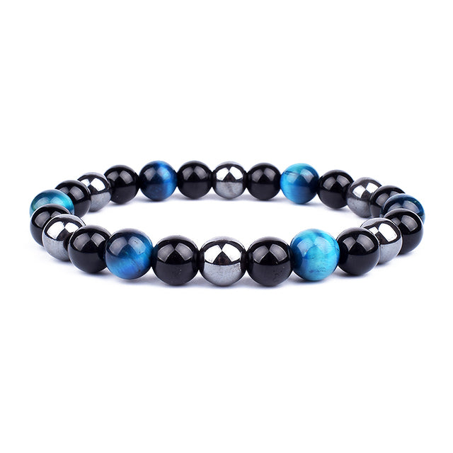 Nueva Pulsera masculina de Piedra Magnética Hematita Obsidiana y Ojo de Tigre, Pulsera Unisex.