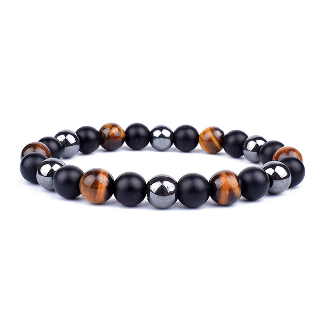 Nueva Pulsera masculina de Piedra Magnética Hematita Obsidiana y Ojo de Tigre, Pulsera Unisex.