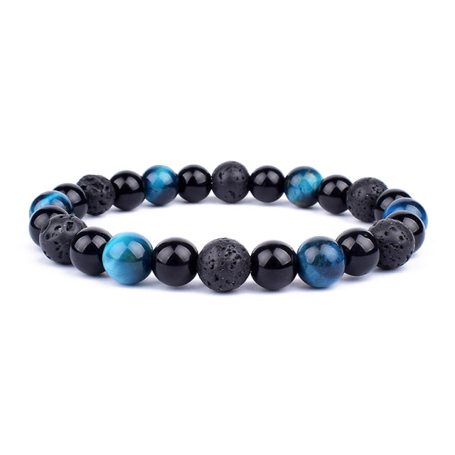 Nueva Pulsera masculina de Piedra Magnética Hematita Obsidiana y Ojo de Tigre, Pulsera Unisex.