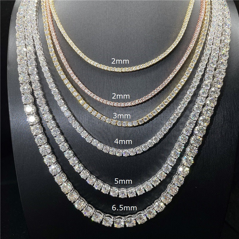 Miami Iced Out Bling 2 mm Moissanite gemstone tennis necklace with GRA certification ***