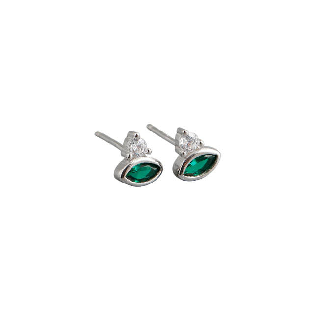 Elegant Silver earrings with green Zirconia