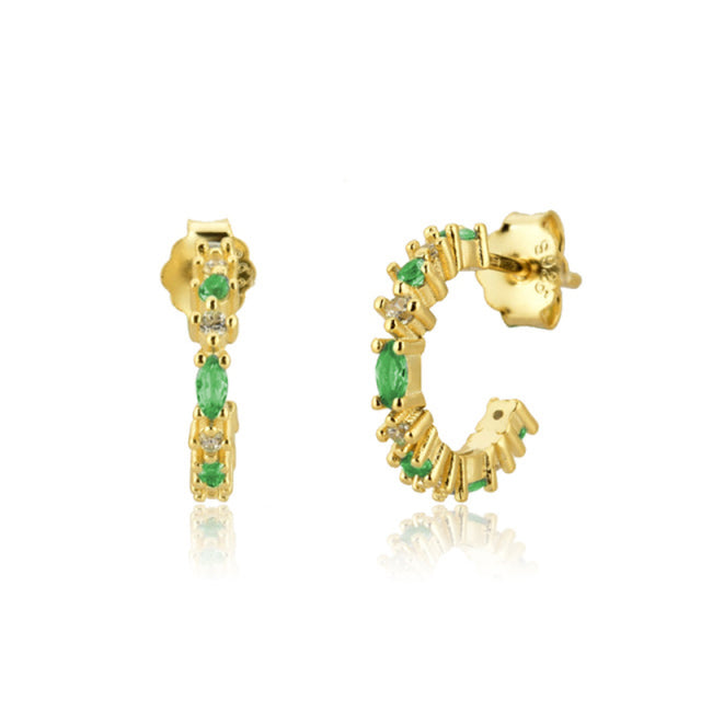 Elegant Silver earrings with green Zirconia