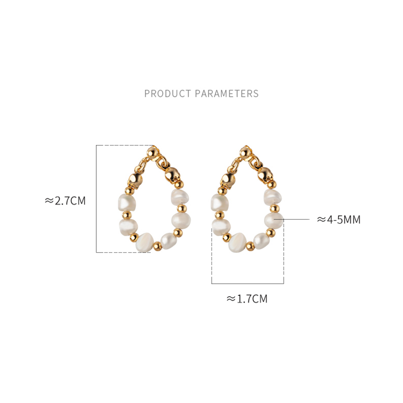 Delicate 925 Sterling Silver circular Earrings with Baroque Freshwater Pearl and high quality Gold plating