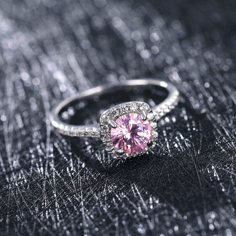 magnificent 1-carat, 6.5mm pink Moissanite ring with a GRA certificate and 925 sterling silver band***