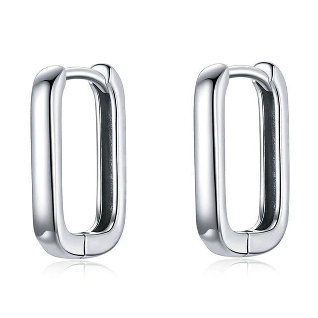 Square Buckle Hoop Earrings made of Sterling Silver 925.