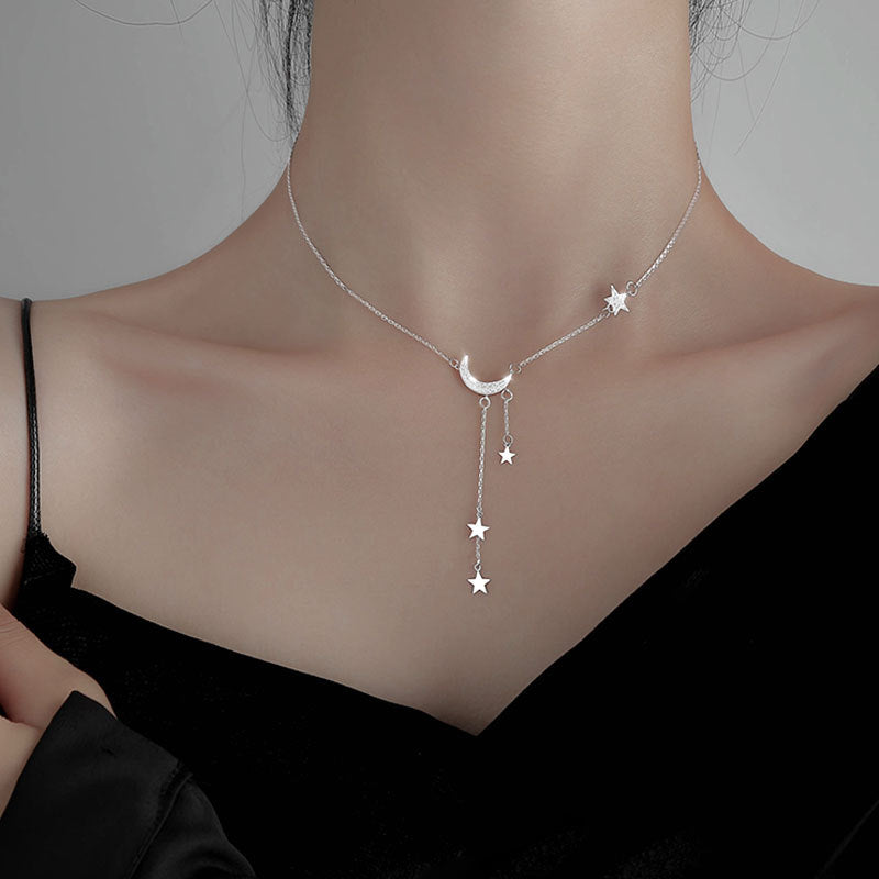 Star necklace and Silver925 moon, clavicle chain.