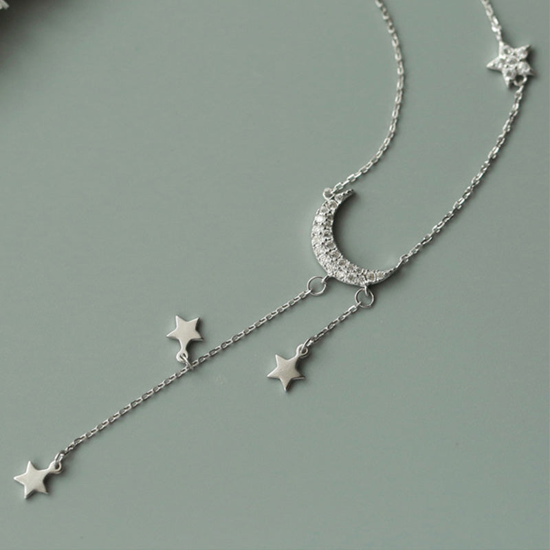 Star necklace and Silver925 moon, clavicle chain.