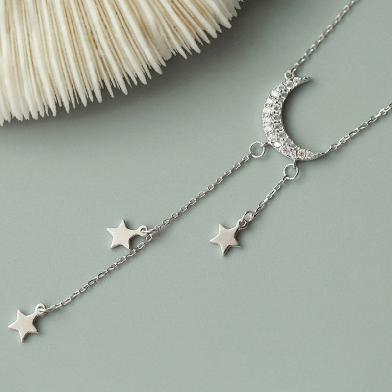 Star necklace and Silver925 moon, clavicle chain.