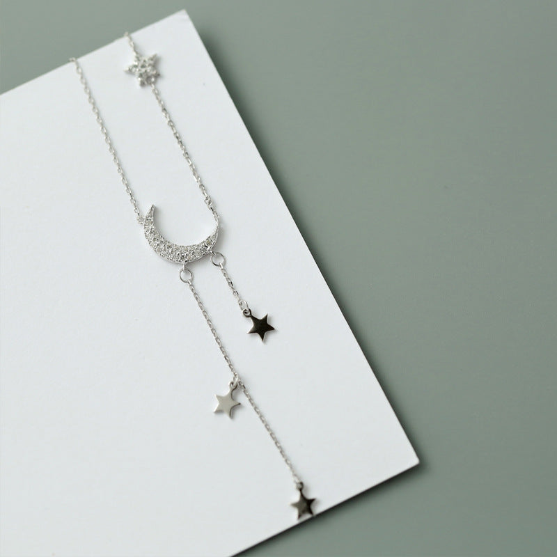 Star necklace and Silver925 moon, clavicle chain.